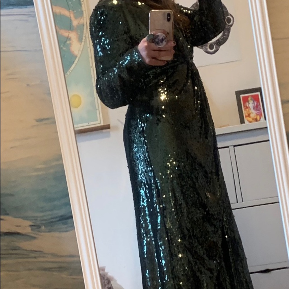 ASOS plunge asymmetric sequin maxi dress NWT - Picture 5 of 7